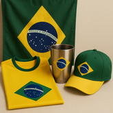 Kit Completo - Camisa + Copo + Bandeira e Chapéu